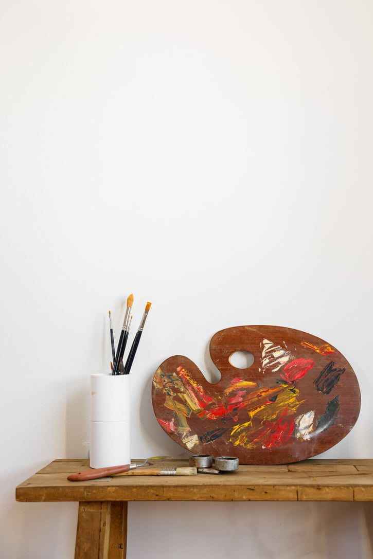 Art Supplies on a Wooden Table 